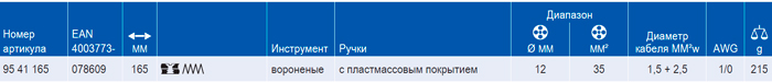 Ножницы для резки кабелей KNIPEX 95 41 165 KN-9541165