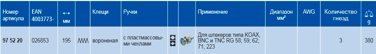 Клещи зажимные для опрессовки, укороченная конструкция KNIPEX 97 52 20 KN-975220