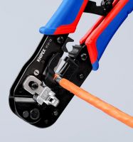 Пресс-клещи для штекеров RJ 45 Knipex 3-в-1, кол-во гнёзд: 1, 8-пин 8P8C, резка и зачистка кабеля, 190 мм KNIPEX 975113
