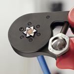 Пресс-клещи для контактных гильз DIN 46228 1+4, 6-гранный обжим, боковые, 1 гнездо, 0.08-16 мм², 2 х 10 мм², 180 мм KNIPEX 97 53 14 SB
